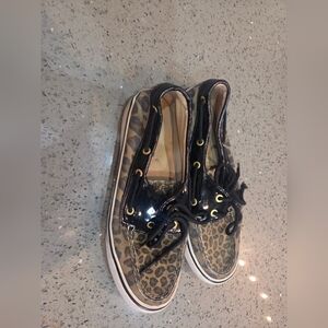 Sperry Leopard Print Women's Loafers with Black Accents